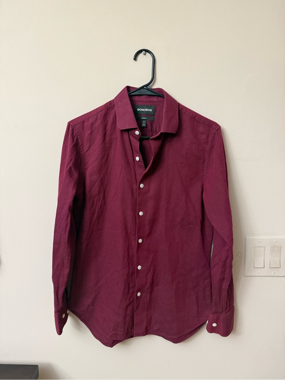 Bonobos Men's Burgundy Long-Sleeve Button-Up Shirt